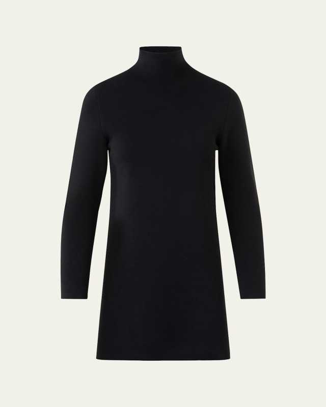 Turtleneck Cashmere-Silk Milano Knit Tunic Sweater